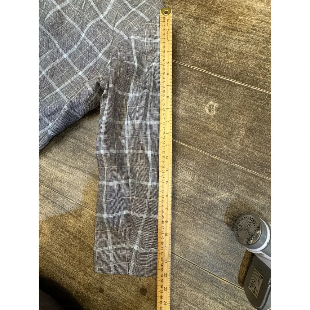 Humanoid  Linen Cotton Plaid Blazer Jacket‎ Size Small Oversized
